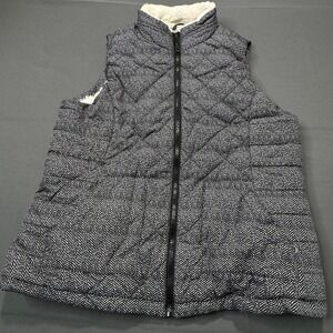 Maurices Puffer Vest Black White Herringbone Sherpa Lined Zip Front Womens Large